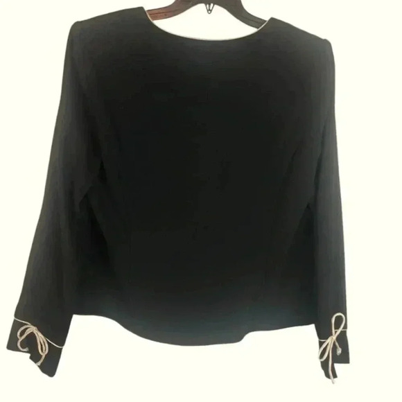 Sag Harbor Vintage Black/Cream Floral Embroidered Blazer Size 14 - Picture 2 of 8